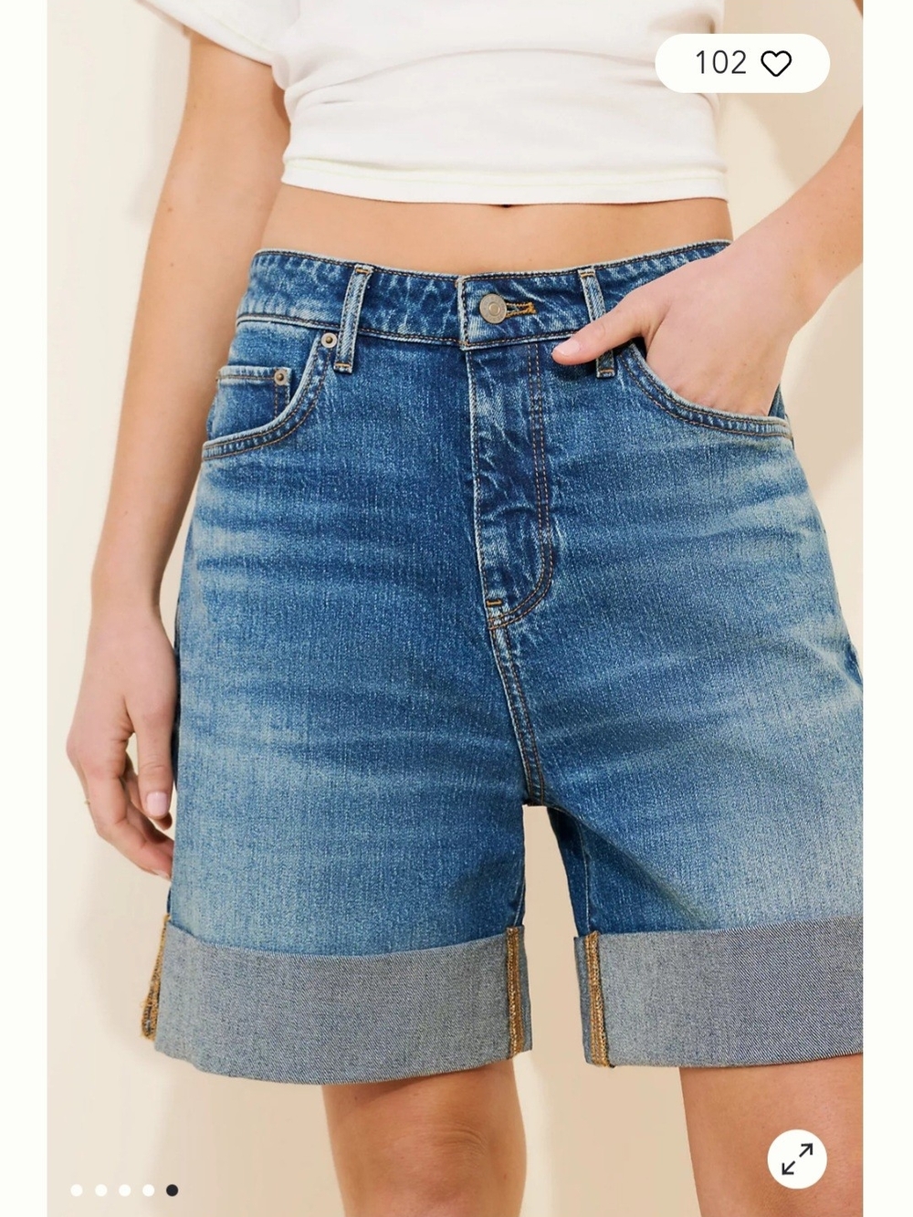 Anthropologie Pilcro The Austyn High Rise Rolled Cuff Long Shorts